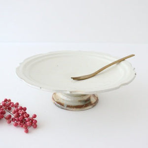 Furitani Seitosho Compote Footed Plate White L