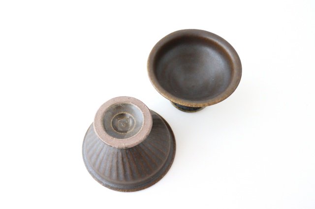 Rust glaze compote design cup pottery Furuya Seisho