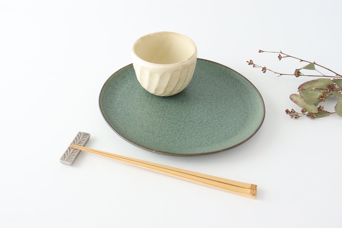 Large plate green porcelain kei Mino ware
