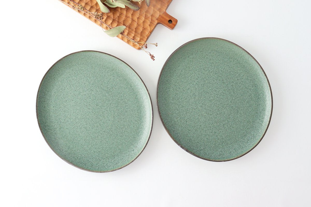 Large plate green porcelain kei Mino ware