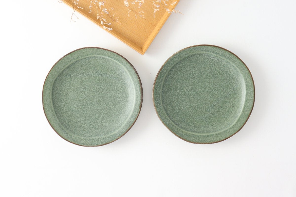 Serving plate green porcelain kei Mino ware