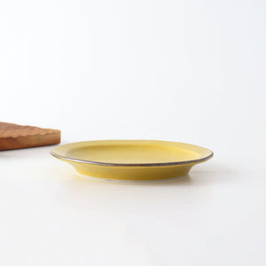 Serving plate mustard porcelain kei Mino ware