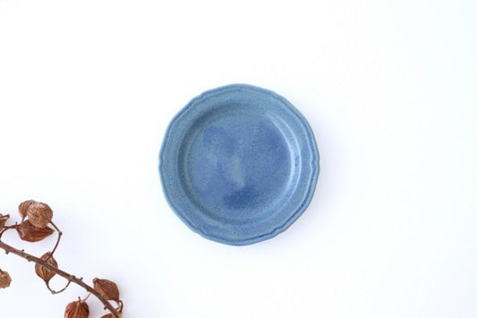 Line small plate blue porcelain Mino ware