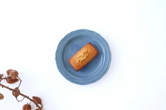 Line small plate blue porcelain Mino ware