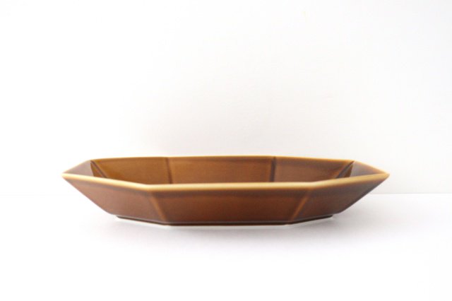 Yasumi Oval Plate Brown Porcelain Mino Ware
