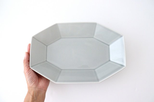 Yasumi Oval Plate Gray Porcelain Mino Ware