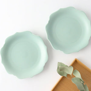 Serving plate light green porcelain aoi minoyaki