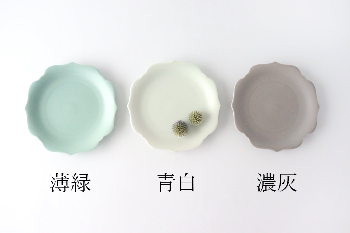 Dish dark ash porcelain aoi minoyaki