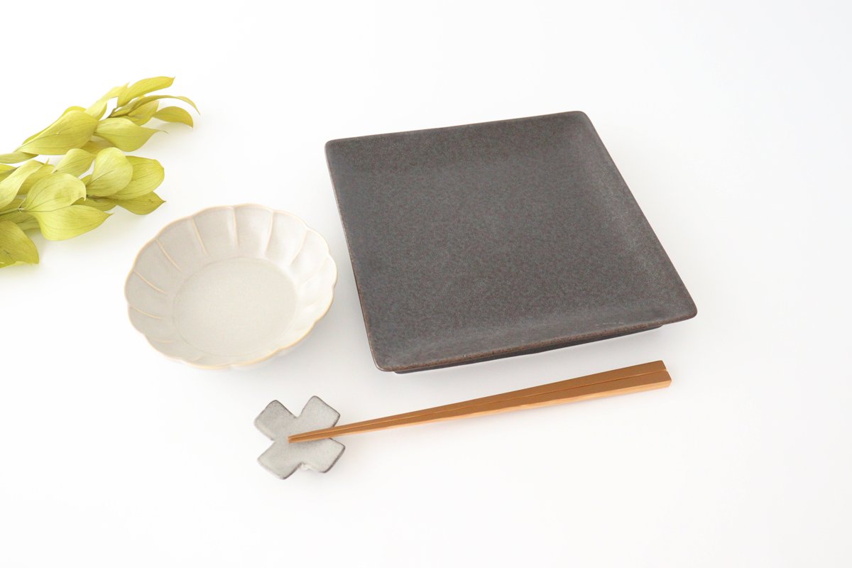 Square Plate Black 21cm/8.3in | Sushi Plate Mino Ware