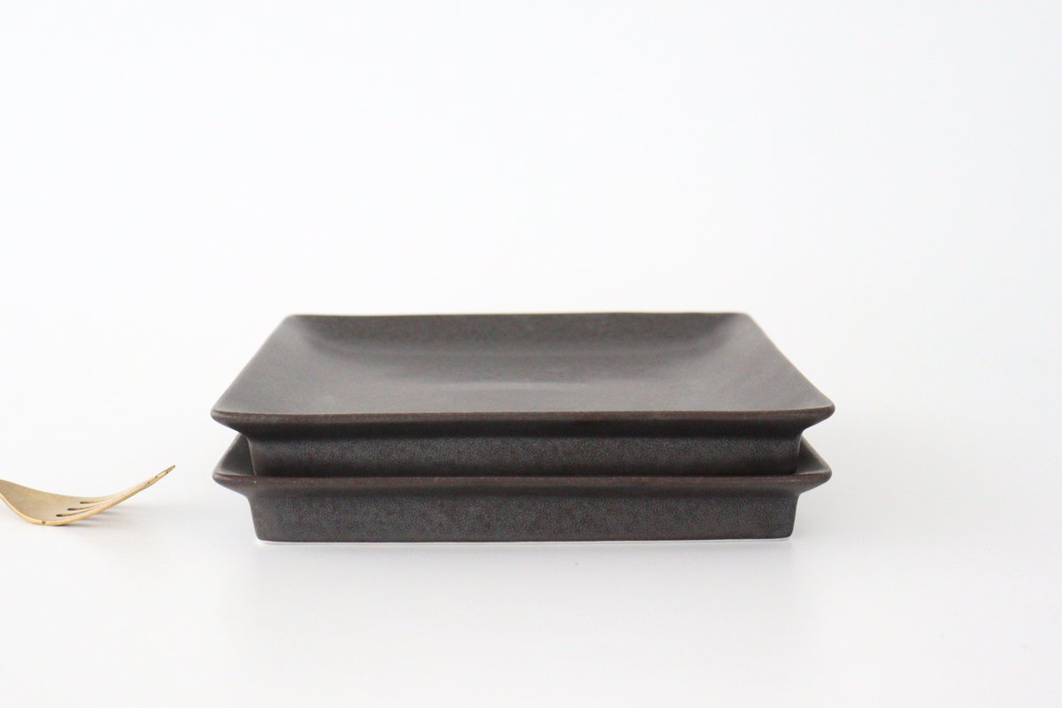 Square Plate Black 21cm/8.3in | Sushi Plate Mino Ware