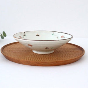 18cm/7.1in Shallow bowl, Red iron painting, small pattern Pottery, Minami kiln, Mino ware