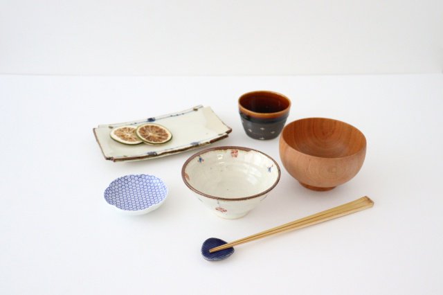 Corner cut long square plate Annan pottery Minami kiln Mino ware