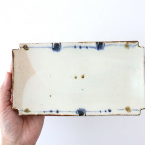 Corner cut long square plate Annan pottery Minami kiln Mino ware