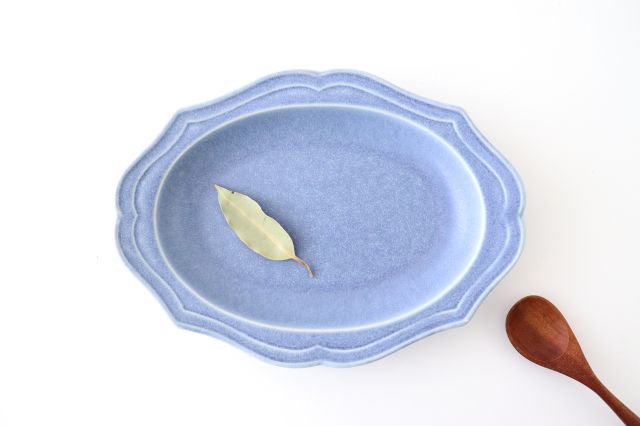 Oval plate L blue porcelain Monet Mino ware