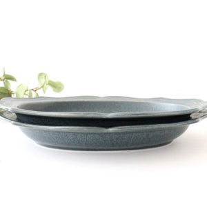Oval plate L gray porcelain Monet Mino ware