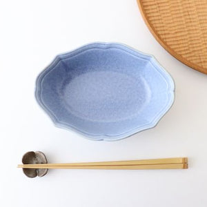 Oval bowl blue porcelain Monet Mino ware