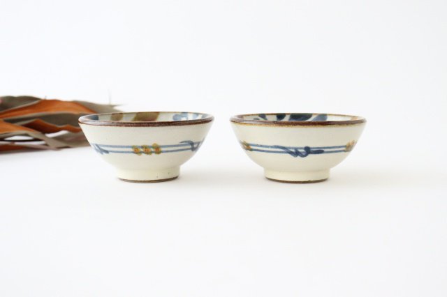 Toshin Kiln Small Bowl Blue and Brown Arabesque 9cm/3.5in | Kobachi Tsuboya Ware Yachimun