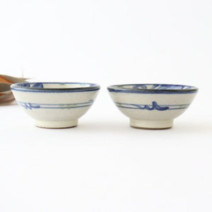 Toshin Kiln Small Bowl Blue and Green Arabesque 9cm/3.5in | Kobachi Tsuboya Ware Yachimun