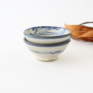 Toshin Kiln Small Bowl Blue and Green Arabesque 9cm/3.5in | Kobachi Tsuboya Ware Yachimun