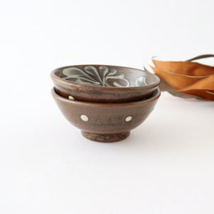 Toshin Kiln Small Bowl Slip-trailing 9cm/3.5in | Kobachi Tsuboya Ware Yachimun