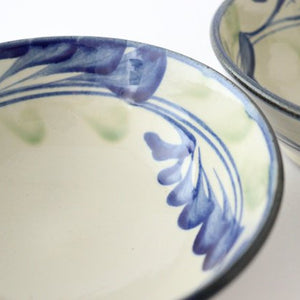 Toshin Kiln Round Bowl Blue and Green Arabesque 15cm/5.9in | Tsuboya Ware Yachimun