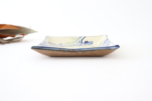 Toshin Kiln Square Plate Arabesque Blue | Sushi Plae Tsuboya Ware Yachimun