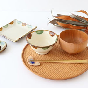 Toshin Kiln Rice Bowl Brown&Green Dot | Tsuboya Ware  Yachimun