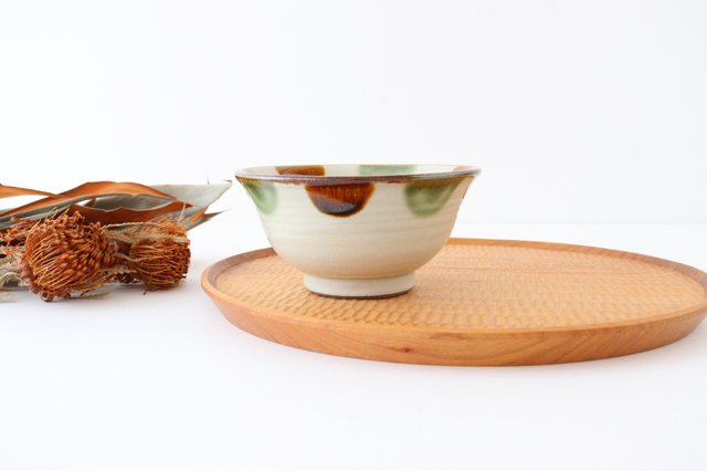 Toshin Kiln Rice Bowl Brown&Green Dot | Tsuboya Ware  Yachimun