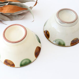 Toshin Kiln Rice Bowl Brown&Green Dot | Tsuboya Ware  Yachimun