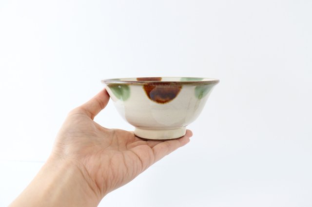 Toshin Kiln Rice Bowl Brown&Green Dot | Tsuboya Ware  Yachimun
