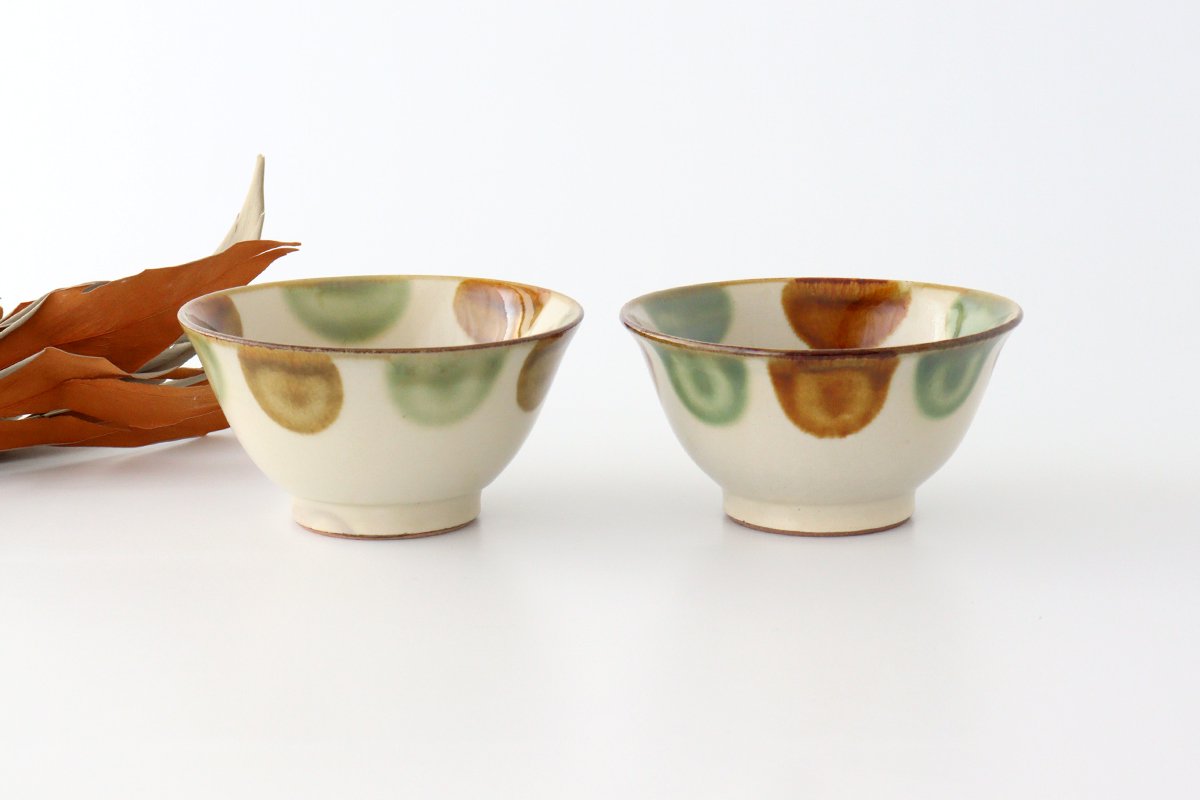 Toshin Kiln Rice Bowl Brown&Green Dot | Tsuboya Ware  Yachimun