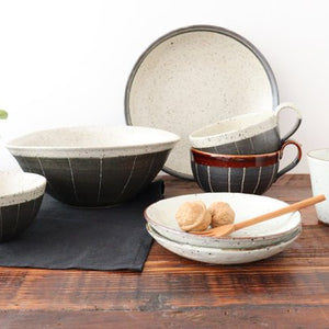 Curry plate striped pottery Shigaraki ware