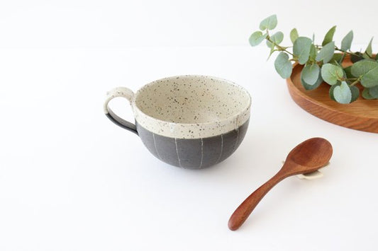Soup cup striped pottery Shigaraki ware