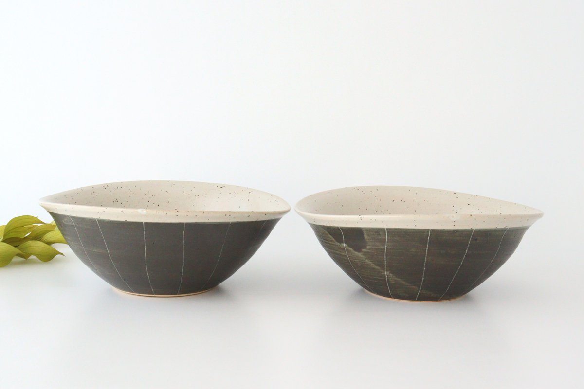 Deep Bowl Striped Black  | Ramen Bowl Shigaraki ware