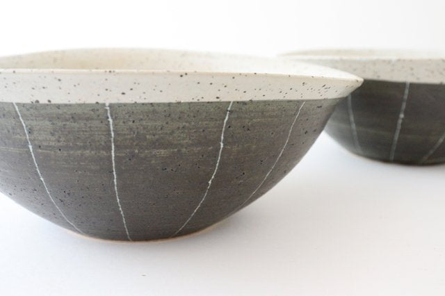 Deep Bowl Striped Black  | Ramen Bowl Shigaraki ware