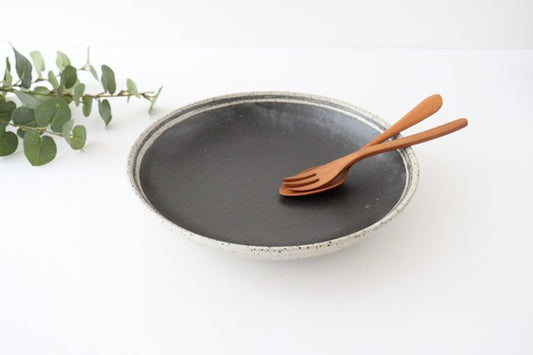 Deep plate 24cm black pottery Shigaraki ware