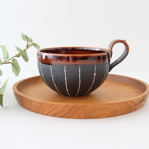 Soup Cup Stripe Brown | Shigaraki Ware