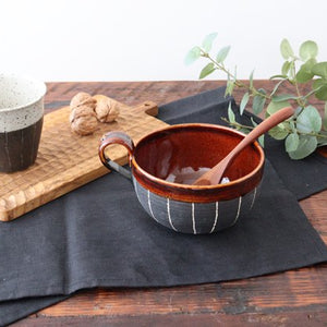 Soup Cup Stripe Brown | Shigaraki Ware