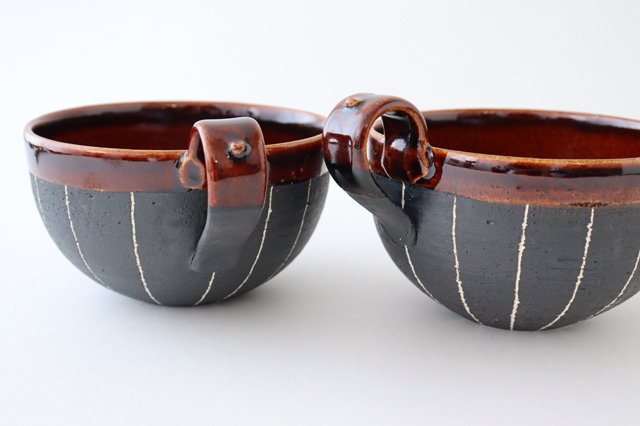 Soup Cup Stripe Brown | Shigaraki Ware