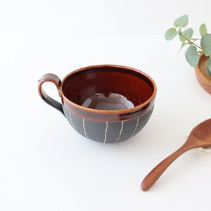 Soup Cup Stripe Brown | Shigaraki Ware