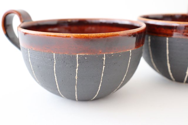 Soup Cup Stripe Brown | Shigaraki Ware