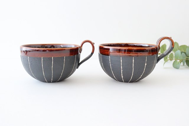 Soup Cup Stripe Brown | Shigaraki Ware