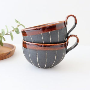 Soup Cup Stripe Brown | Shigaraki Ware