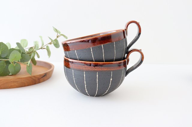 Soup Cup Stripe Brown | Shigaraki Ware