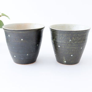Cup dot black pottery Shigaraki ware