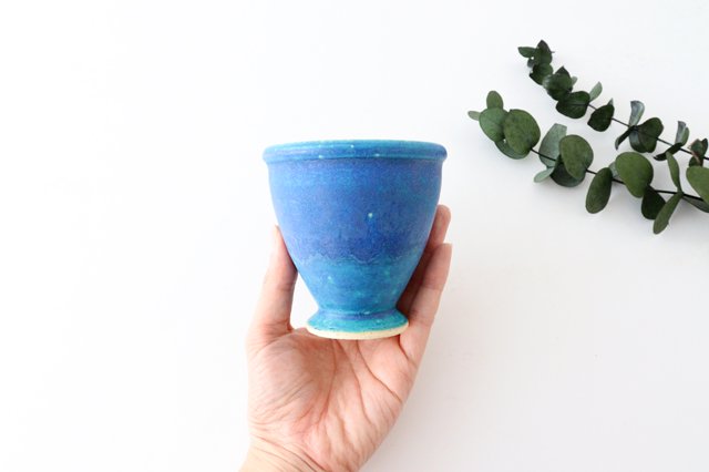 Goblet turquoise pottery Shigaraki ware