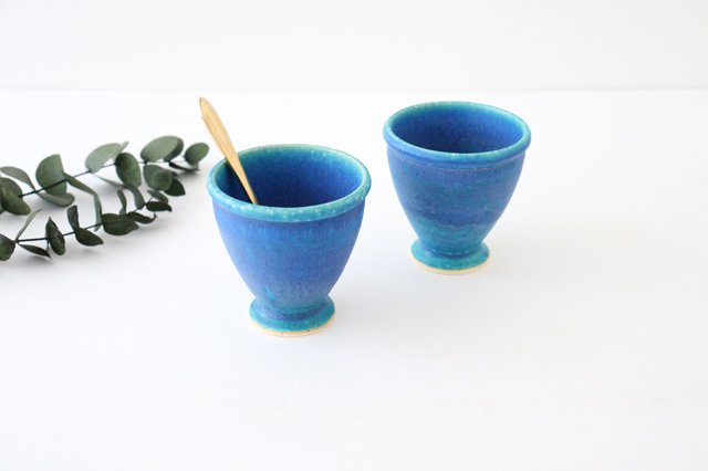 Goblet turquoise pottery Shigaraki ware