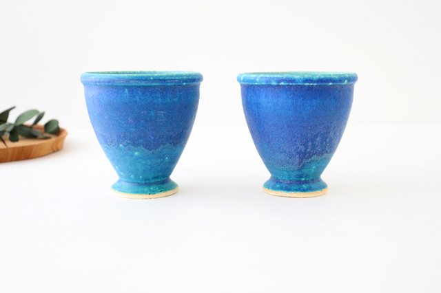 Goblet turquoise pottery Shigaraki ware