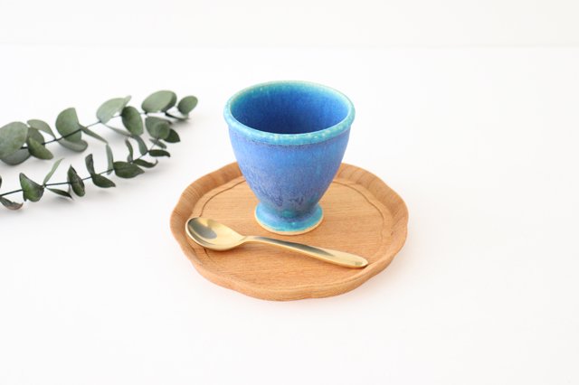 Goblet turquoise pottery Shigaraki ware