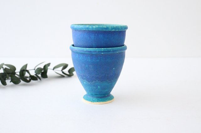 Goblet turquoise pottery Shigaraki ware